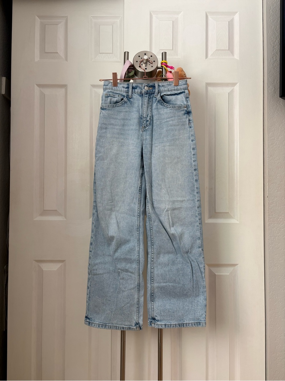 Light Wash Wide Leg High Rise Kids Jeans